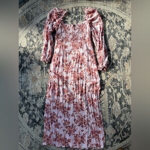 Free People Pink Floral Long Sleeve Dress
